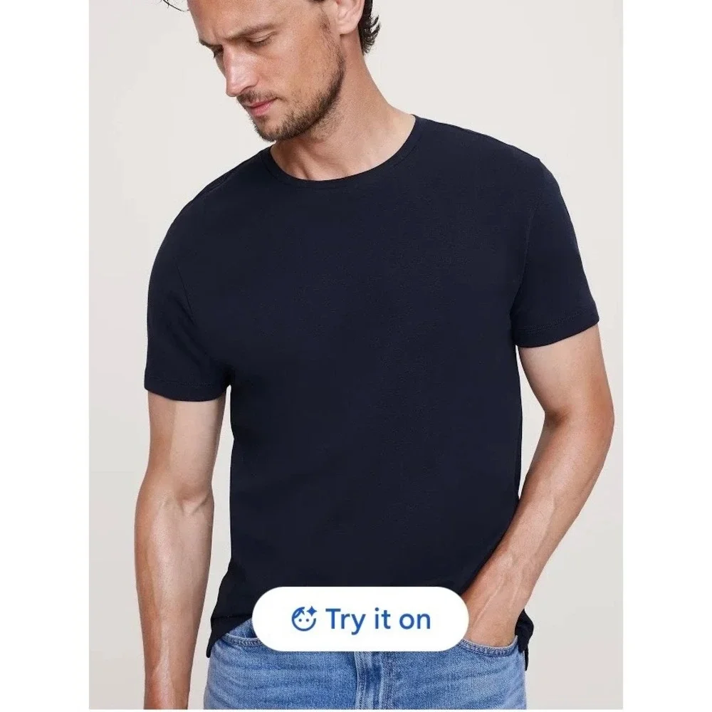 Banana Republic Luxe Touch Tee Mens XXL Black Cotton Crewneck Capsule Minimalist
